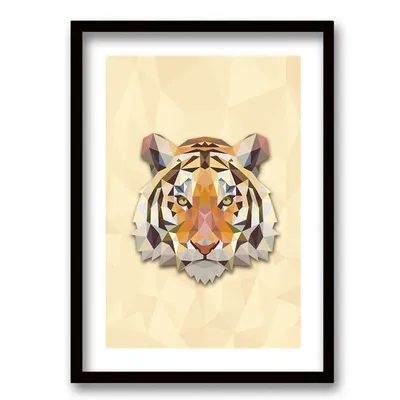 Cuadro Decorativo Retela Tigre Geométrico 50 x 35 cm