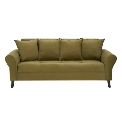 Sofa Lua 3 Cuerpos Felpa Verde Musgo