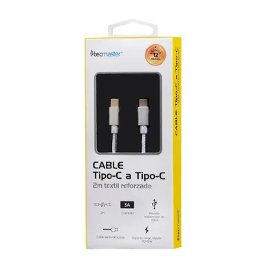 CABLE TECMASTER TIPO C A TIPO C TEXTIL REFORZAD TM-200521-SL