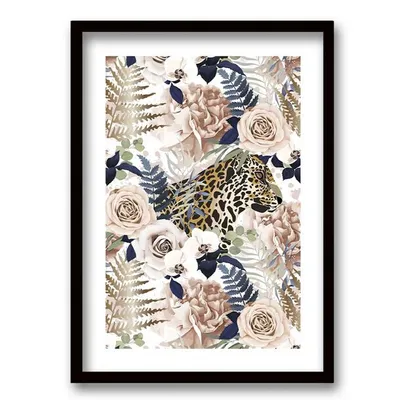 Cuadro Decorativo Retela Tigre Floral 70 x 50 cm