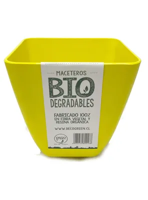 Macetero Decogreen Biodegradable Cuadrado Amarillo
