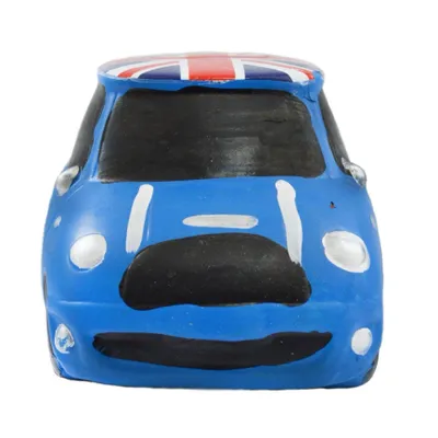 Auto Mini Alcancía Decorativa Diseño Ingles Azul