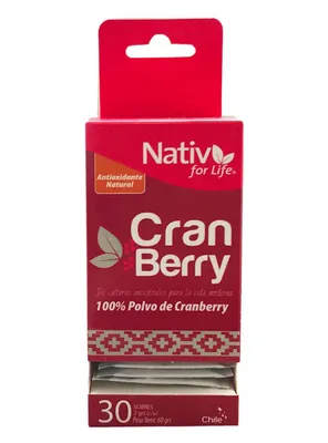 Suplemento Nativ For Life Alimenticio Polvo Cranberry 2 gr x 30 Native For Life
