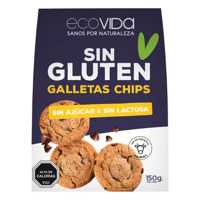 Galleta Choco Chips Sin Gluten Caja, 150 G