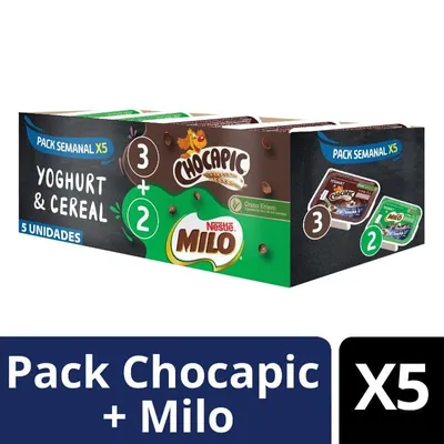 Yoghurt + Cereal Chocapic+ Milo Multipack, 5 Un X 142 G