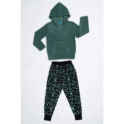 Pijama Largo Polar Verde Talla 8