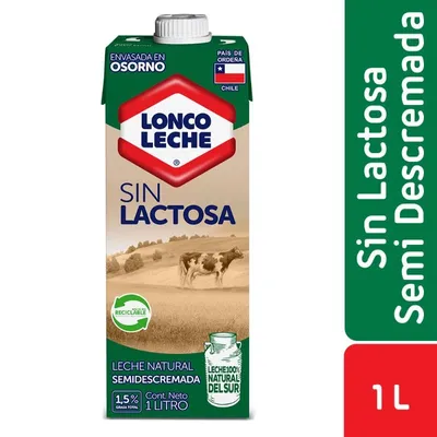Leche Semidescremada Natural Sin Lactosa Caja, 1 L