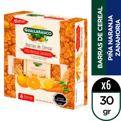 Barras De Cereal Piña Naranja Zanahoria 6 Un, 30 G