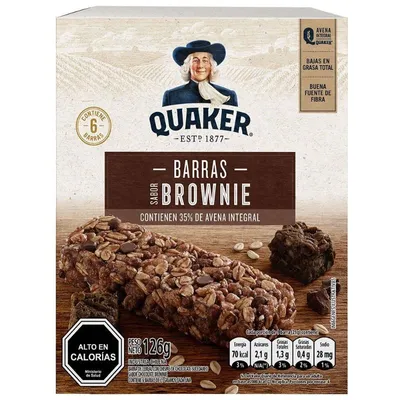 Caja Barras Quaker Brownie Chocolate 6X21G, 126 G
