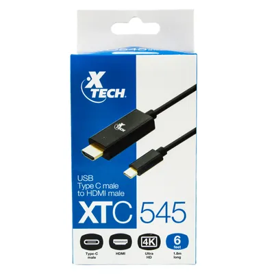 Cable Adaptador XTech de USB-C A HDMI Negro