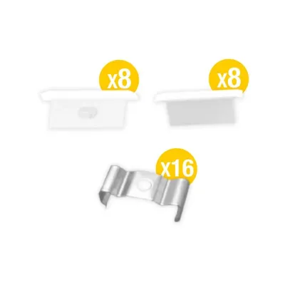 Kit De 16 Tapas Y 16 Clips Para Perfil De Aluminio / Per-15-2M