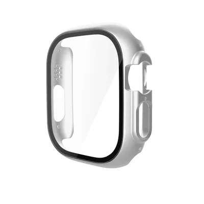 Protector Carcasa Con Vidrio Para Apple Watch Ultra 49mm  / Plateado