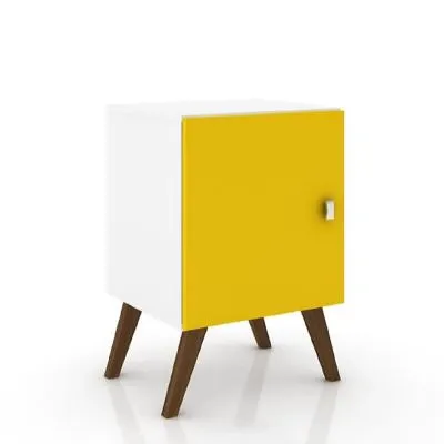Velador con puerta blanco amarillo 57x37x40 cm