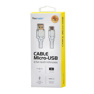 CABLE TECMASTER MICRO USB TEXTIL REFORZADO TM-200520-SL