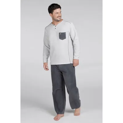 Pijama Largo Polar Gris Talla S